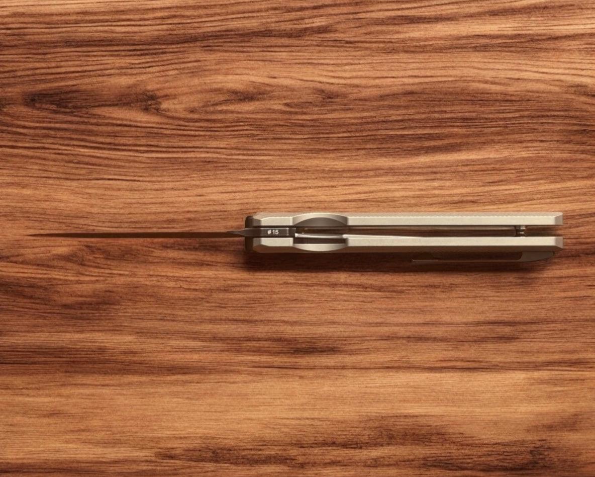 Knife Standards-Knife Standards RR3 - Classic Stonemilled w/ Carbon Fiber Inlay Handle - DLC Belt Satin Vanax SuperClean Blade - Milled Pocket Clip-6-Urban Cutlery