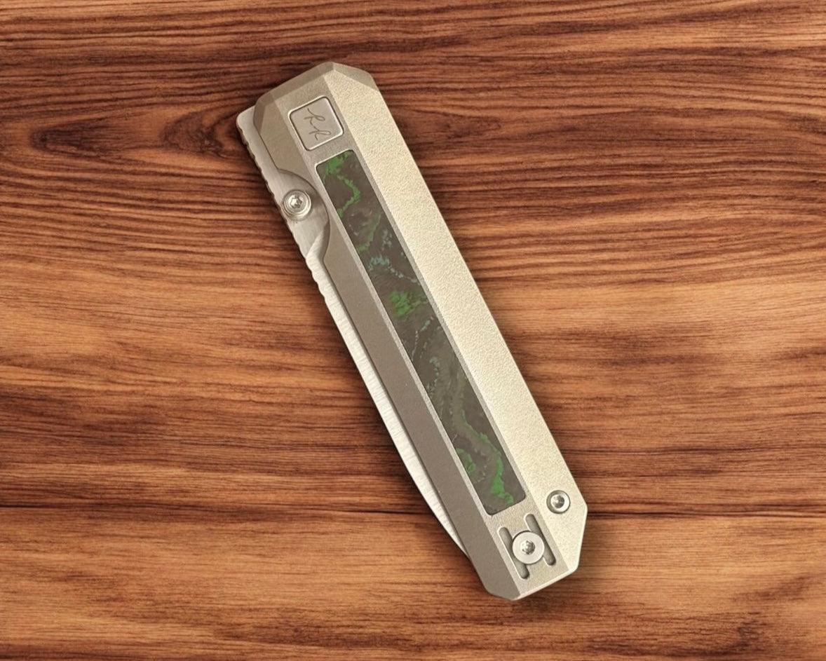 Knife Standards-Knife Standards RR3 - Orange Peel w/ Camo Carbon Kelp Inlay Handle - Belt Satin Vanax SuperClean Blade - Milled Pocket Clip-2-Urban Cutlery