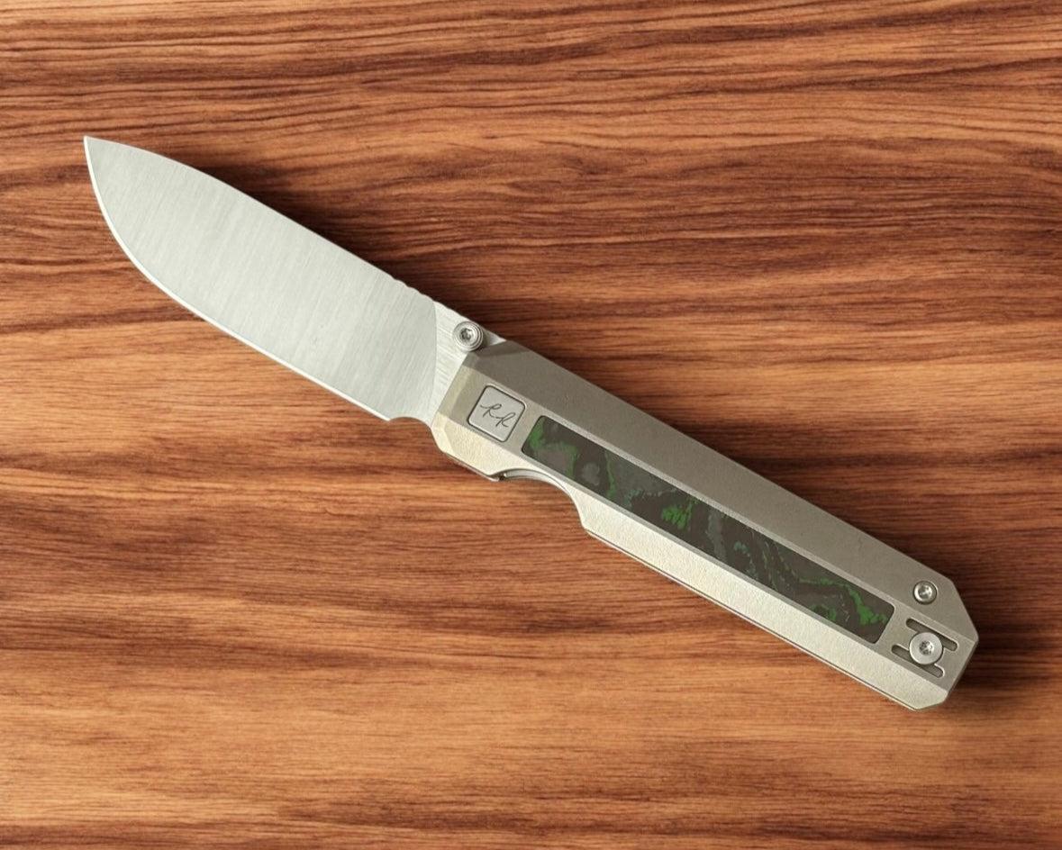 Knife Standards-Knife Standards RR3 - Orange Peel w/ Camo Carbon Kelp Inlay Handle - Belt Satin Vanax SuperClean Blade - Milled Pocket Clip-3-Urban Cutlery