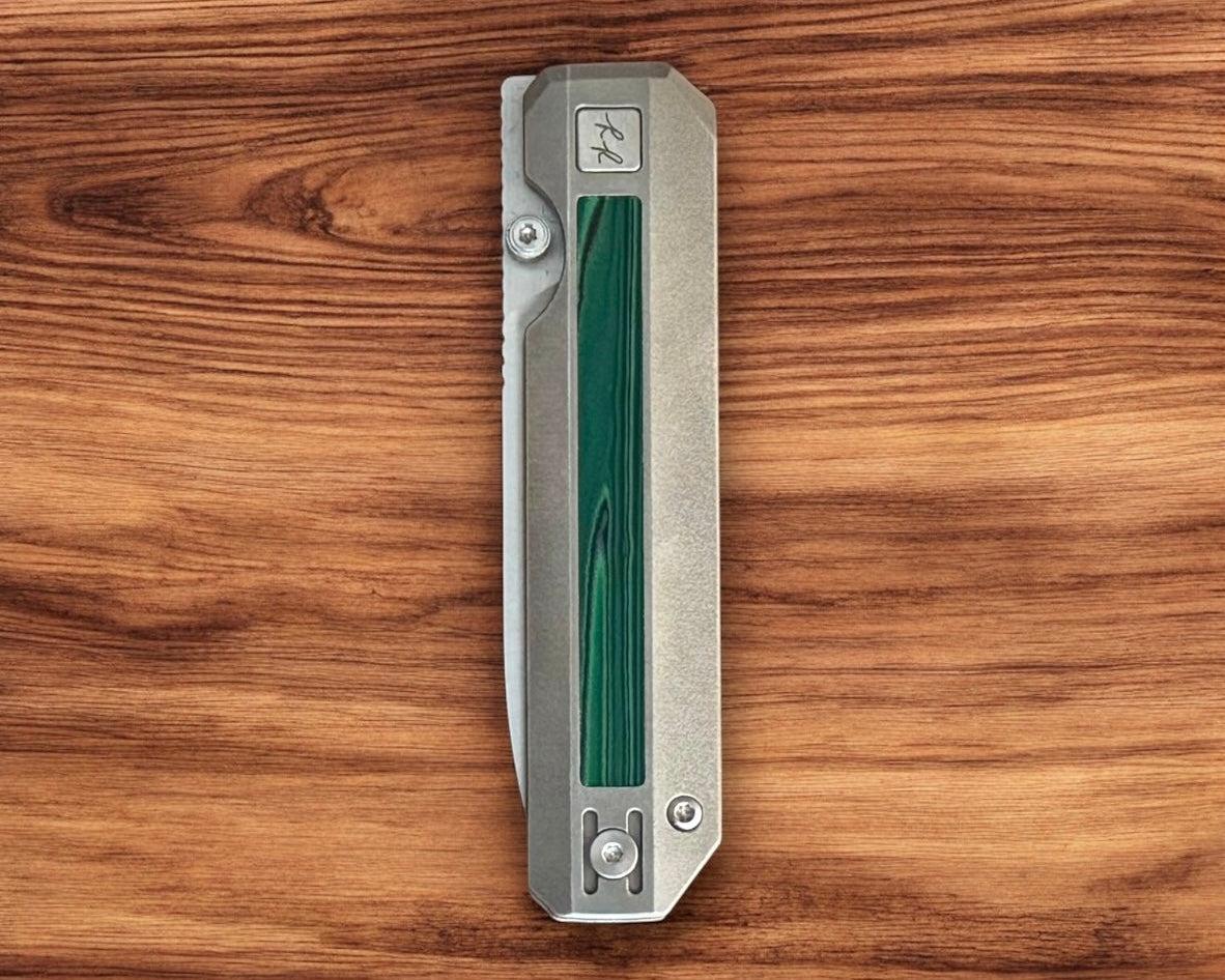 Knife Standards-Knife Standards RR3 - Orange Peel w/ Emerald Crazy Fiber Inlay Handle - Belt Satin Vanax SuperClean Blade - Milled Pocket Clip-Urban Cutlery