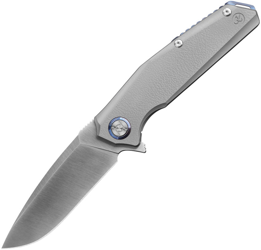 Kunwu Knives-KUNWU ORION II - GRAY TITANIUM HANDLE - ELMAX - PLAIN EDGE - KUNK7013-1-Urban Cutlery