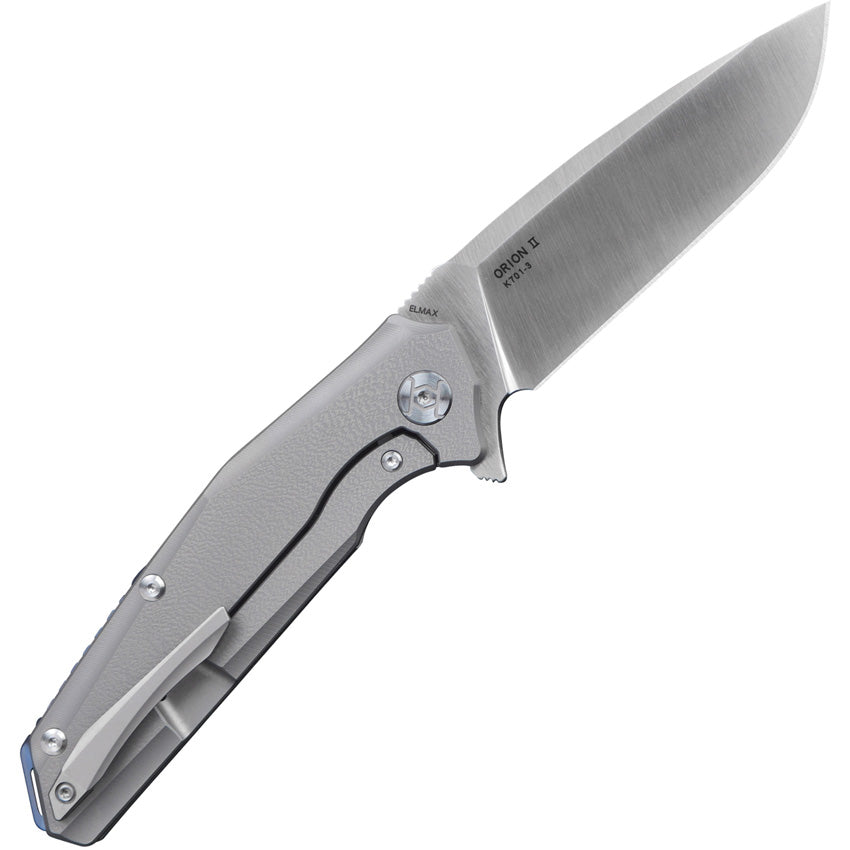 Kunwu Knives-KUNWU ORION II - GRAY TITANIUM HANDLE - ELMAX - PLAIN EDGE - KUNK7013-2-Urban Cutlery