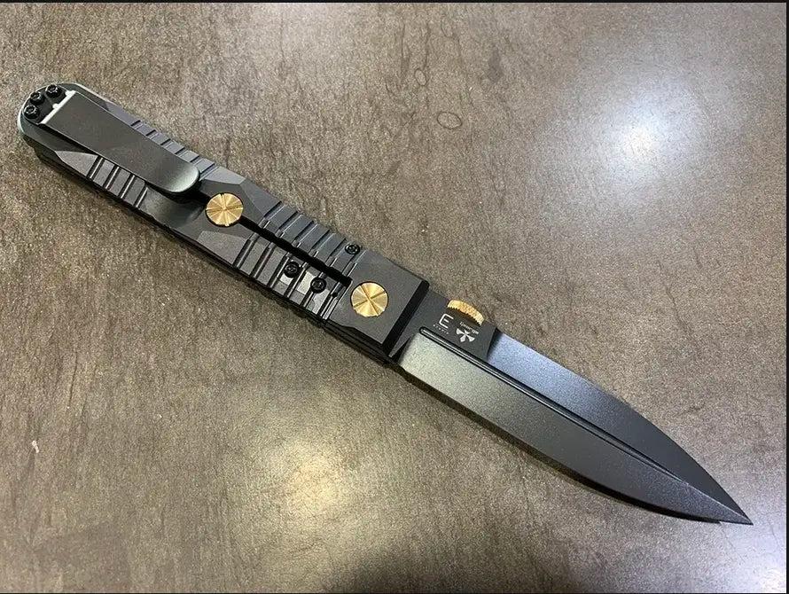 Les George; Elishewitz Knives-Elishewitz x Les George - Ek integral folder - Black DLC Handle Finish - Dagger Blade (Single Edgle)-2-Urban Cutlery
