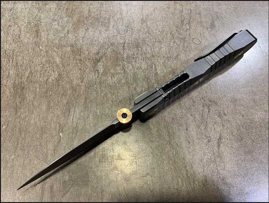 Les George; Elishewitz Knives-Elishewitz x Les George - Ek integral folder - Black DLC Handle Finish - Dagger Blade (Single Edgle)-3-Urban Cutlery