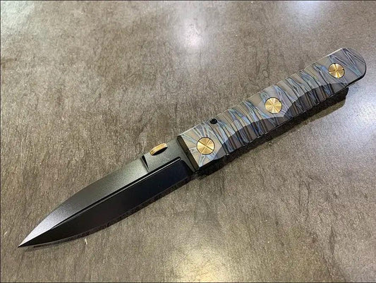 Les George; Elishewitz Knives-Elishewitz x Les George - Ek integral folder - Tiger Stripe Handle Finish - Dagger Blade (Single Edgle)-Urban Cutlery