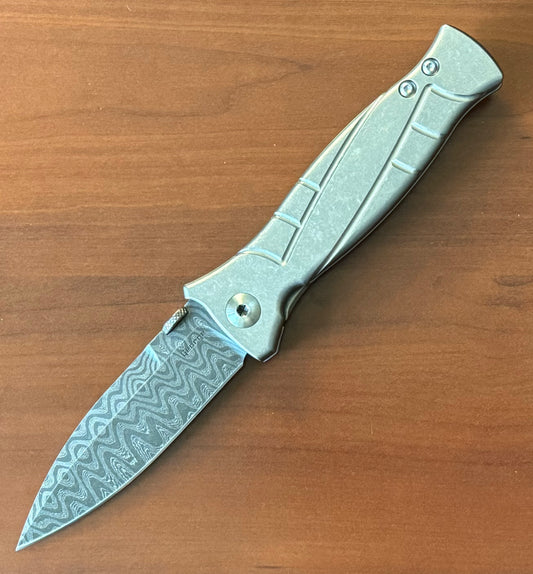 Les George Knives-Les George Knives MK3 - Damascus Blade - Sweep Stonewash Titanium Handle-Urban Cutlery