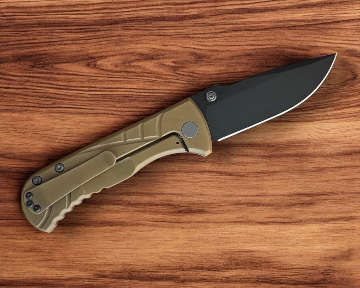 Les George Knives-Les George Knives Talos Frame Lock - Tan Handle & DLC Black-3-Urban Cutlery