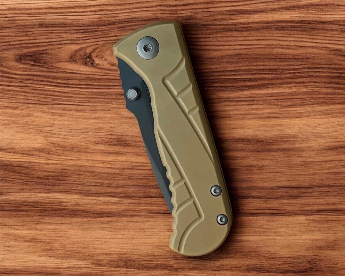 Les George Knives-Les George Knives Talos Frame Lock - Tan Handle & DLC Black-4-Urban Cutlery