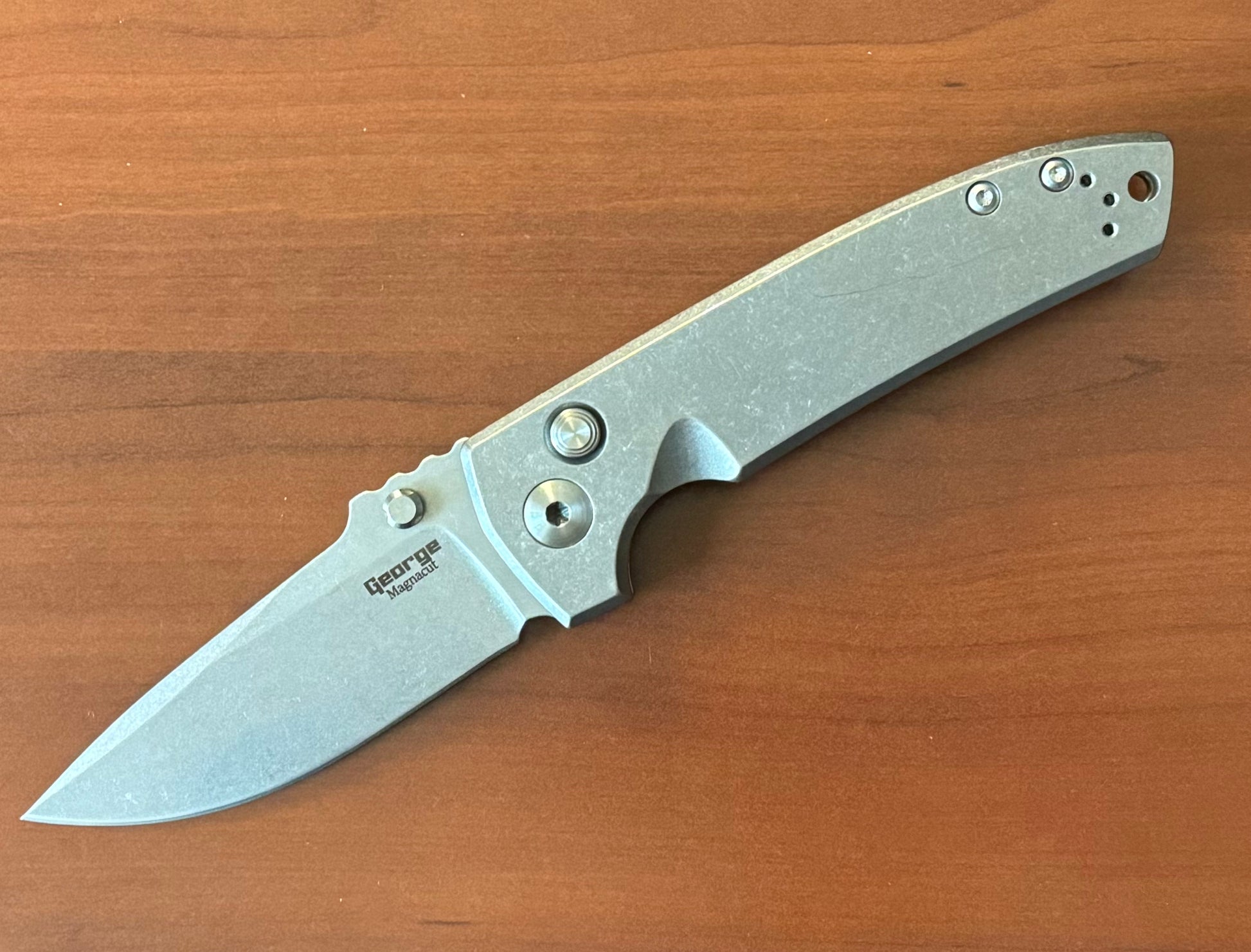 Les George Knives-Les George Knives VECP - Button Lock - Stonewashed Handle & Blade-Urban Cutlery
