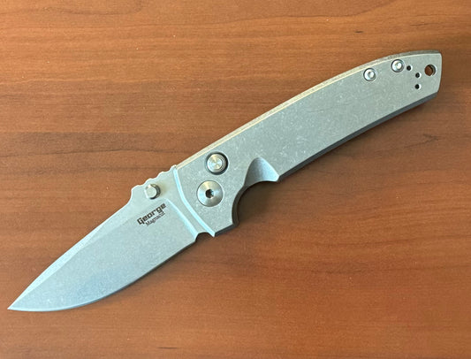 Les George Knives-Les George Knives VECP - Button Lock - Stonewashed Handle & Blade-Urban Cutlery