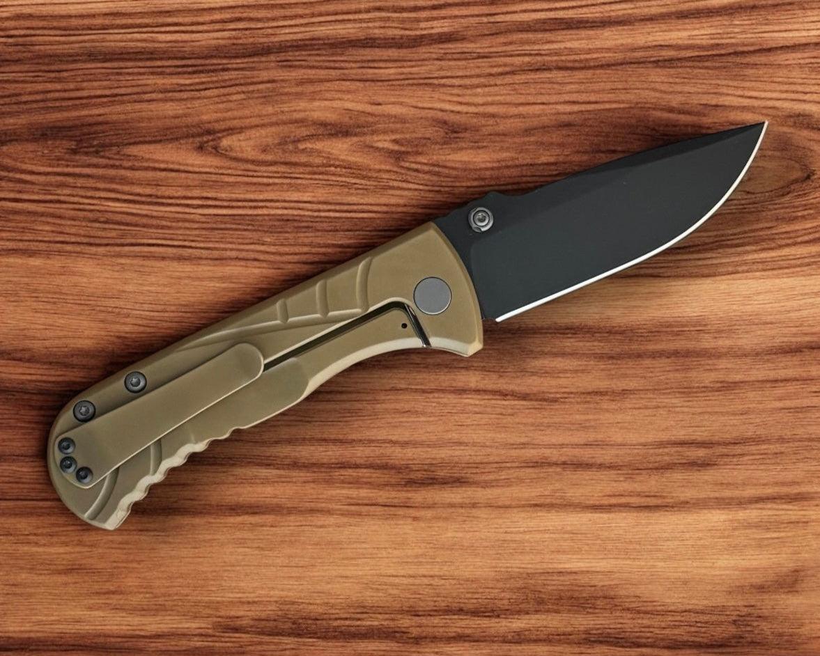 Les George Knives Talos Frame Lock - Tan Handle & DLC Black-Les George Knives-Urban Cutlery & Lifestyle Shoppe