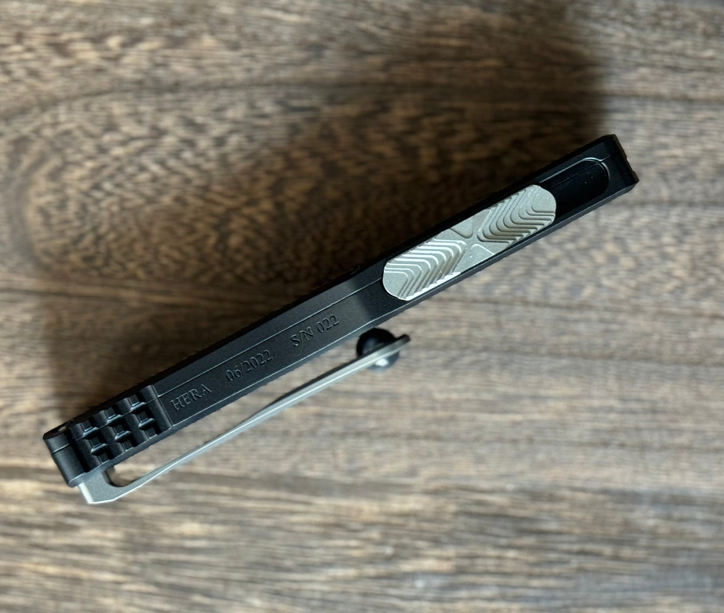 Marfione Custom Knives-Marfione Custom Hera D/E Hand Rubbed Satin M390 Black Anodized Aircraft Alloy W/Dagger Relief & Two-Tone HW SN #022 - Brand New-5-Urban Cutlery