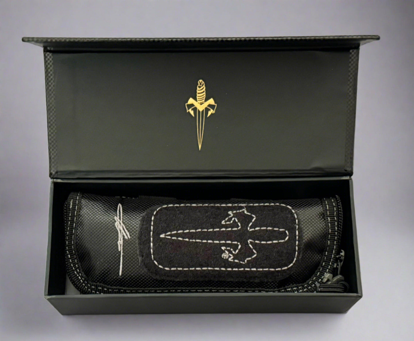 Marfione Custom Knives-Marfione Custom Hera D/E Hand Rubbed Satin M390 Black Anodized Aircraft Alloy W/Dagger Relief & Two-Tone HW SN #022 - Brand New-6-Urban Cutlery