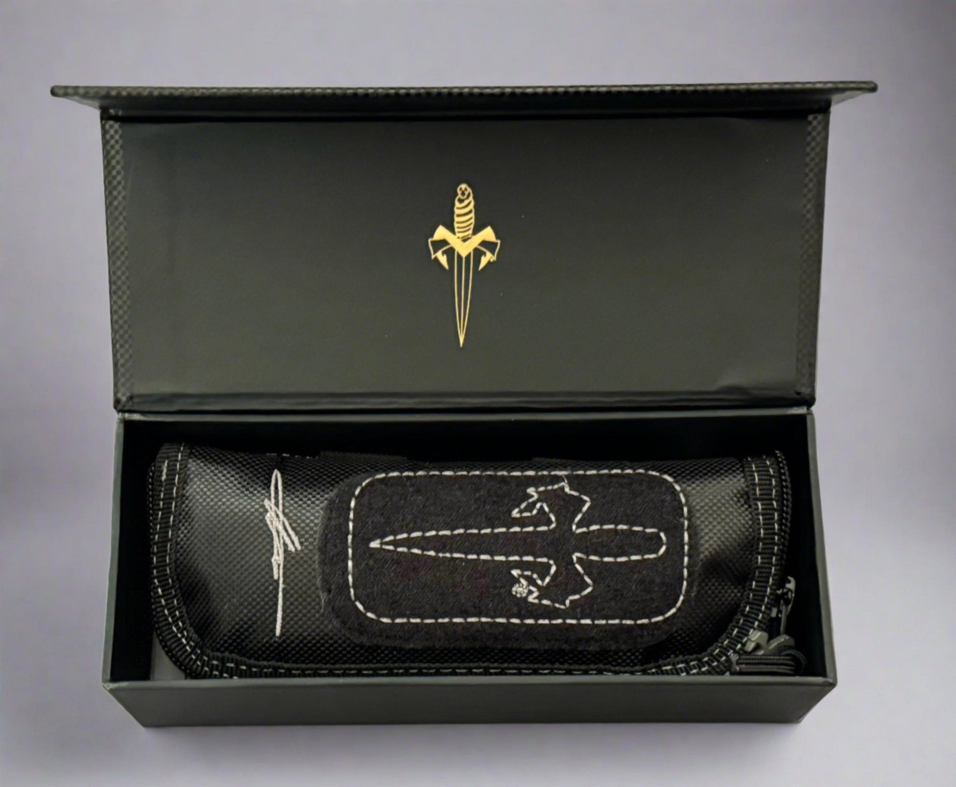 Marfione Custom Knives-Marfione Custom Hera D/E Hand Rubbed Satin M390 Black Anodized Aircraft Alloy W/Dagger Relief & Two-Tone HW SN #022 - Brand New-6-Urban Cutlery