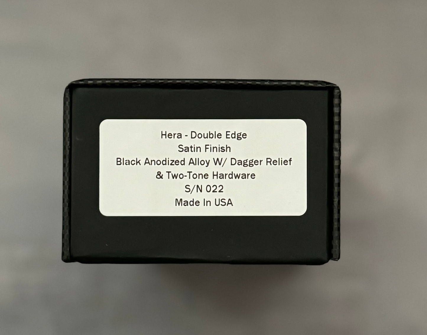 Marfione Custom Knives-Marfione Custom Hera D/E Hand Rubbed Satin M390 Black Anodized Aircraft Alloy W/Dagger Relief & Two-Tone HW SN #022 - Brand New-7-Urban Cutlery