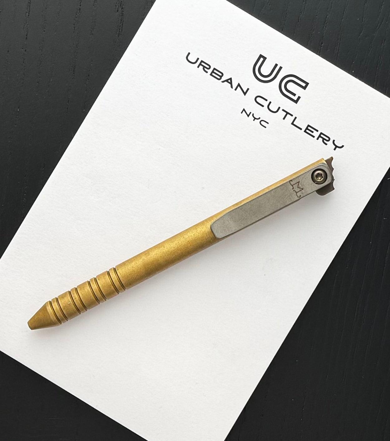 Maverick Customs-Maverick Customs Flipper Universal Pen - Brass Ringed - G10 Flipper-2-Urban Cutlery