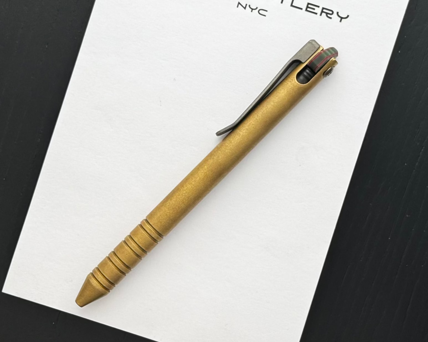 Maverick Customs-Maverick Customs Flipper Universal Pen - Brass Ringed - G10 Flipper-Urban Cutlery