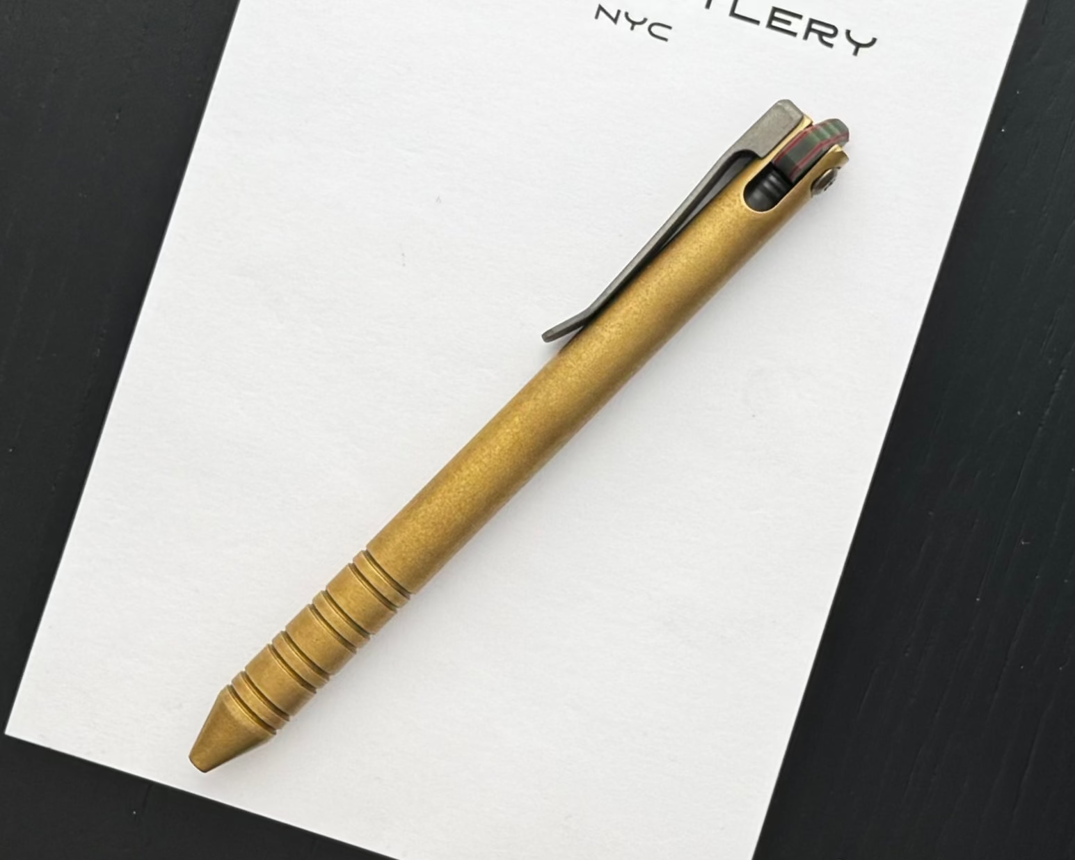 Maverick Customs-Maverick Customs Flipper Universal Pen - Brass Ringed - G10 Flipper-Urban Cutlery