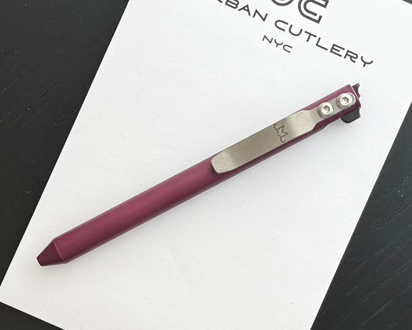 Maverick Customs-Maverick Customs Flipper Universal Pen - Cherry Cerakote Aluminum - Rainbow G10 Flipper-Pens-Urban Cutlery