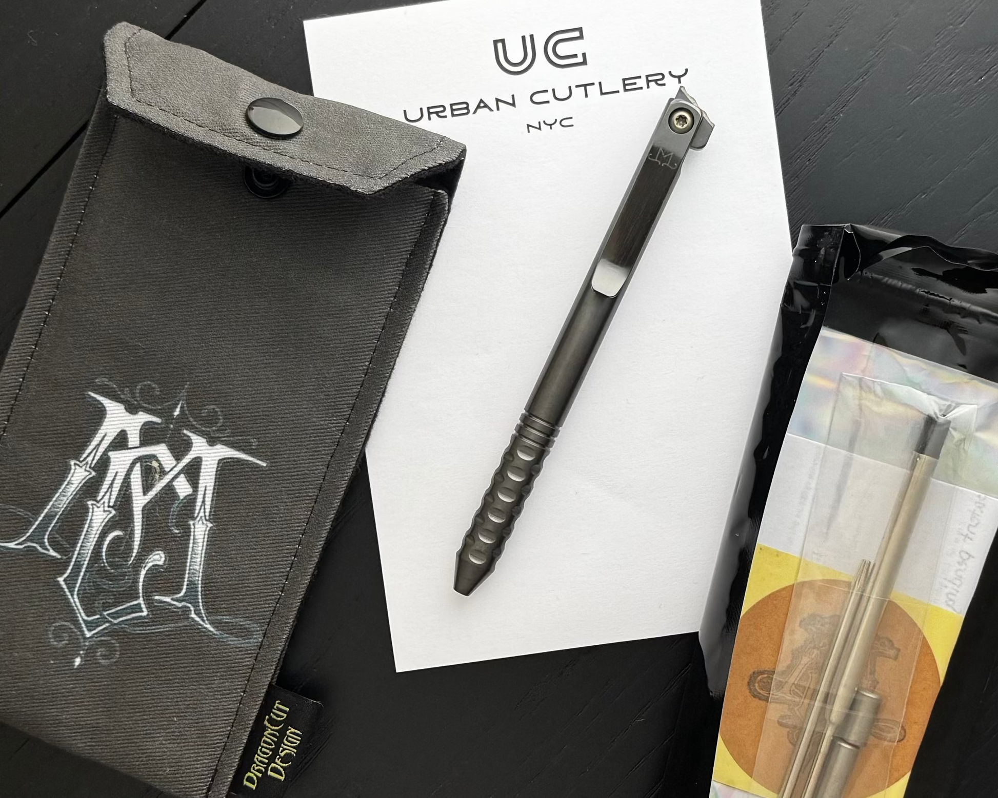 Maverick Customs-Maverick Customs Flipper Universal Pen - Sculpted and Ringed Zirconium - Zirconium Flipper-1-Urban Cutlery