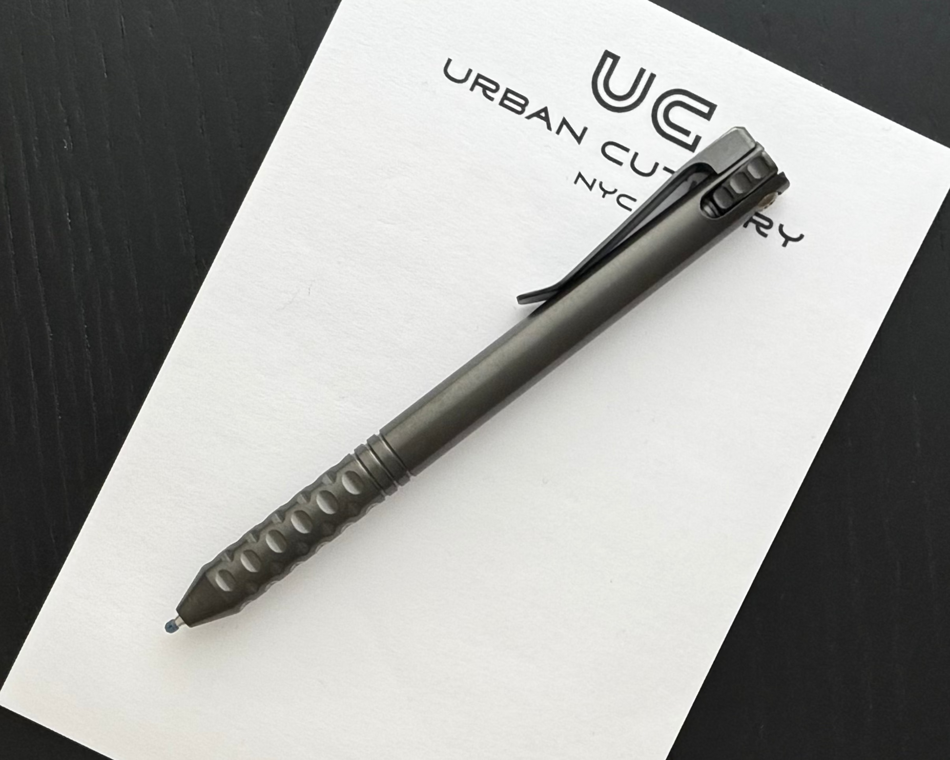 Maverick Customs-Maverick Customs Flipper Universal Pen - Sculpted and Ringed Zirconium - Zirconium Flipper-2-Urban Cutlery