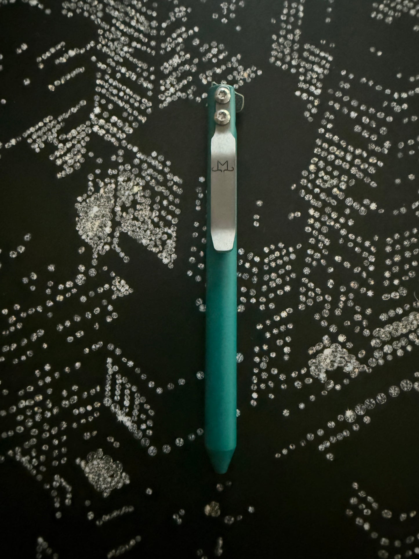 Maverick Customs-Maverick Customs Flipper Universal Pen - Teal Cerakote Aluminum - Black/Green G10 Flipper-2-Urban Cutlery