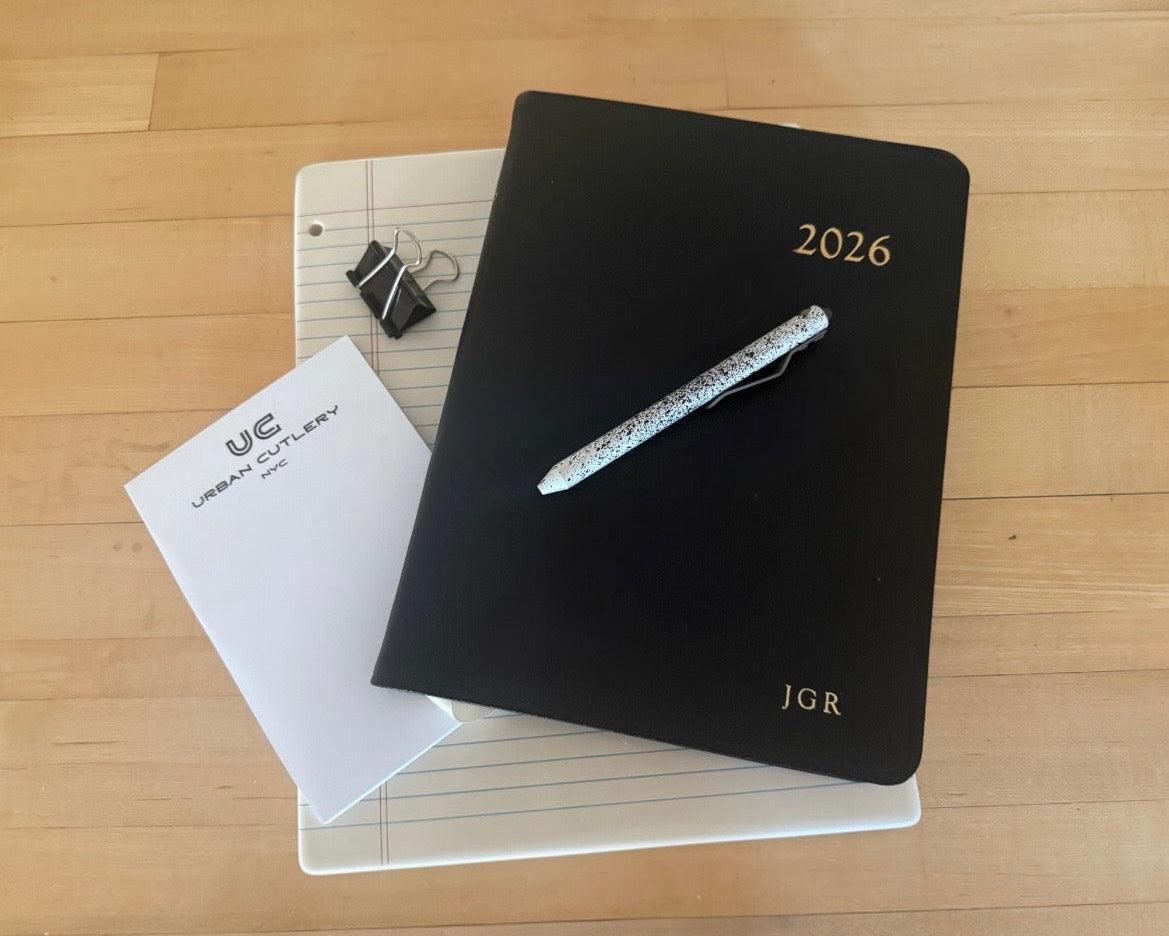 Maverick Customs-Maverick Customs Flipper Universal Pen - White/Black Splatter Aluminum - Black/White G10 Flipper-Urban Cutlery