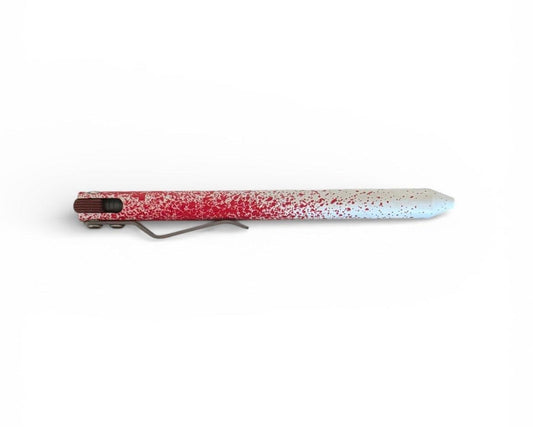 Maverick Customs-Maverick Customs Flipper Universal Pen - White/Red Splatter Cerakote Aluminum - Camo G10 Flipper-1-Urban Cutlery