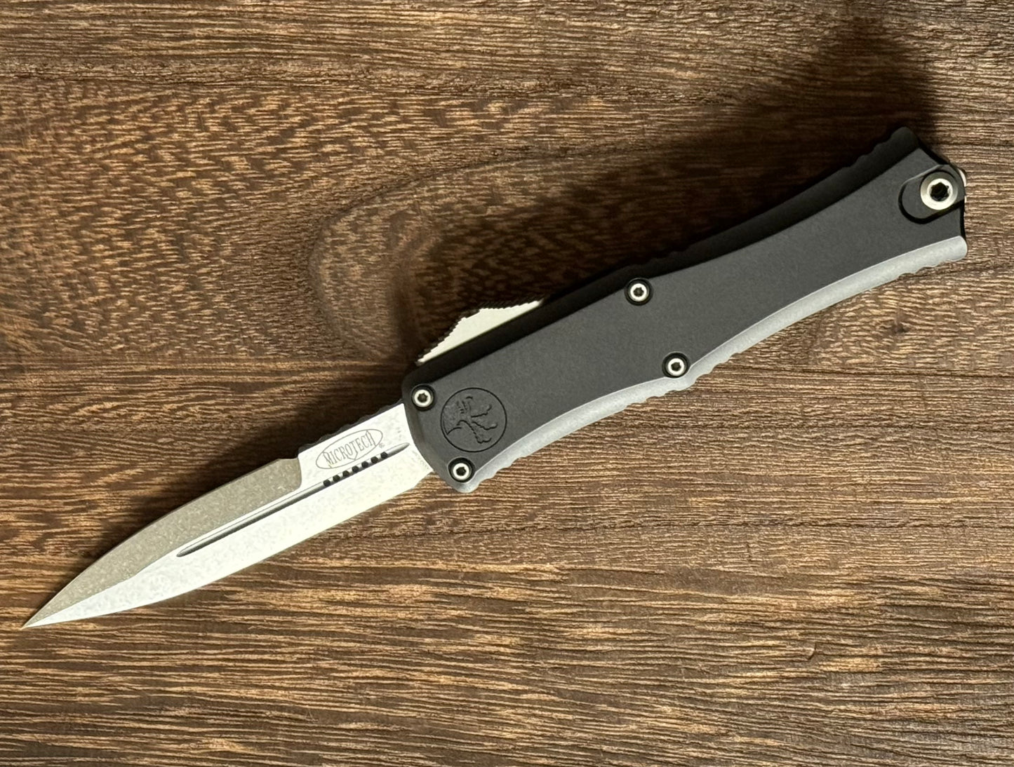 Microtech-Microtech Hera II Mini 1701M-10 Bayonet Stonewash Blade, Black Handle - Brand New-1-Urban Cutlery