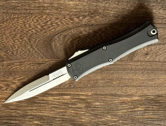 Microtech-Microtech Hera II Mini 1701M-10 Bayonet Stonewash Blade, Black Handle - Brand New-1-Urban Cutlery