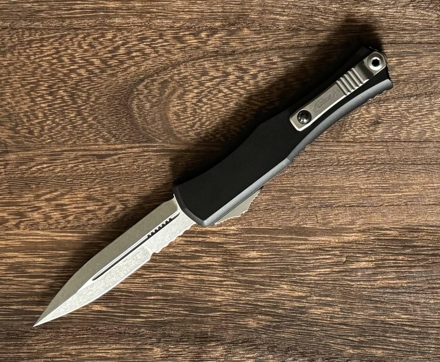 Microtech-Microtech Hera II Mini 1701M-10 Bayonet Stonewash Blade, Black Handle - Brand New-2-Urban Cutlery