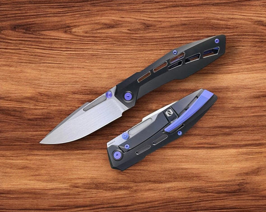 Null Knives-Null Knives Raiden R2 - Aero Black PVD/Blurple Handle - Hand Rubbed Magnacut Blade-1-Urban Cutlery