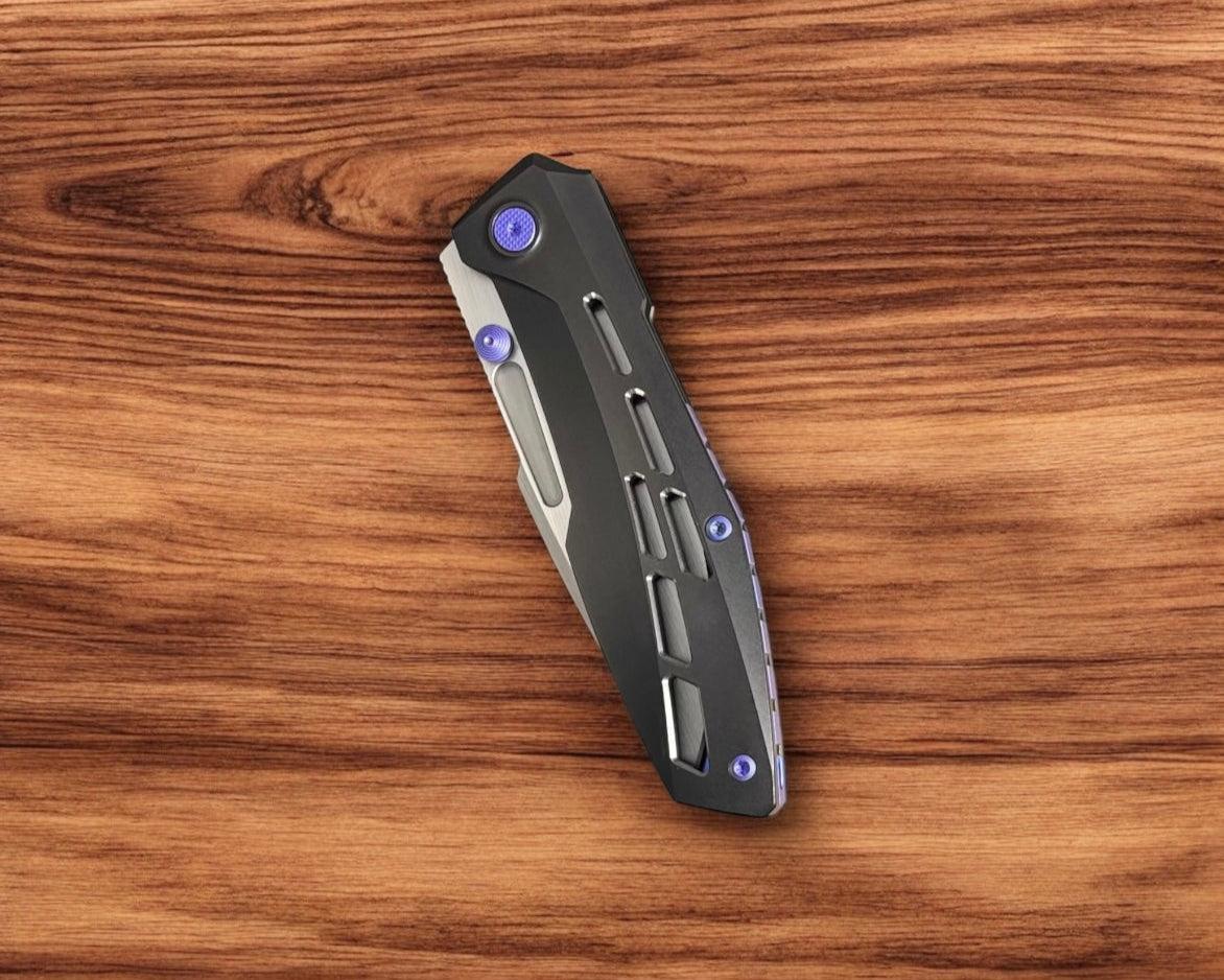 Null Knives-Null Knives Raiden R2 - Aero Black PVD/Blurple Handle - Hand Rubbed Magnacut Blade-4-Urban Cutlery