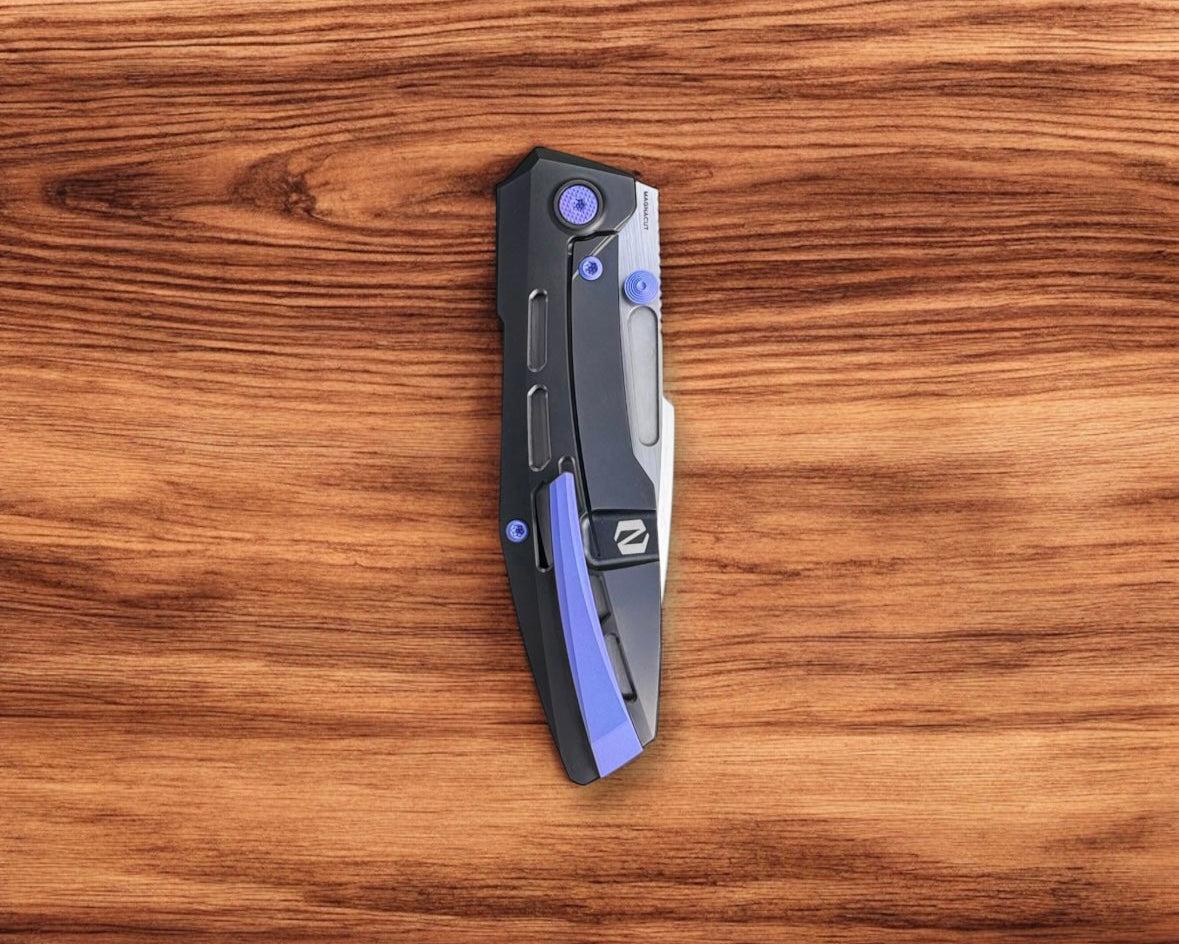 Null Knives-Null Knives Raiden R2 - Aero Black PVD/Blurple Handle - Hand Rubbed Magnacut Blade-5-Urban Cutlery