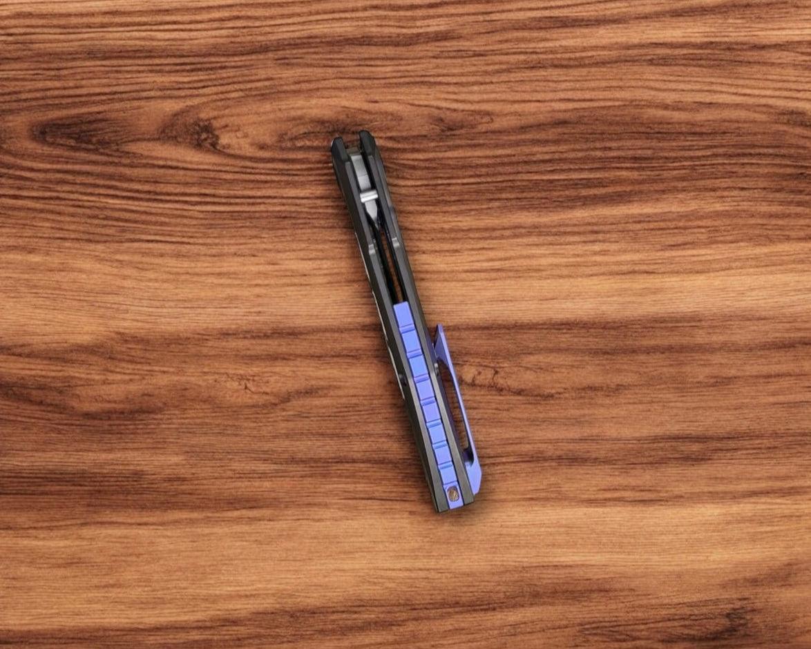 Null Knives-Null Knives Raiden R2 - Aero Black PVD/Blurple Handle - Hand Rubbed Magnacut Blade-6-Urban Cutlery