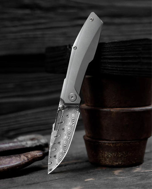 Null Knives-Null Knives Raiden R2 - Type S Blasted Handle - Damasteel Blade-1-Urban Cutlery