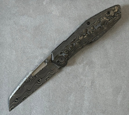 Null Knives-Null Knives Raikou - Black Camo CF w/ Thor Damasteel - Brand New-1-Urban Cutlery