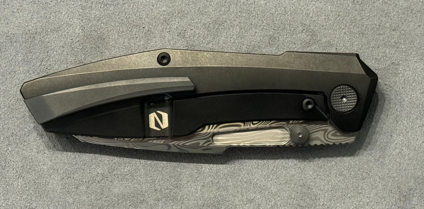 Null Knives-Null Knives Raikou - Black Camo CF w/ Thor Damasteel - Brand New-4-Urban Cutlery