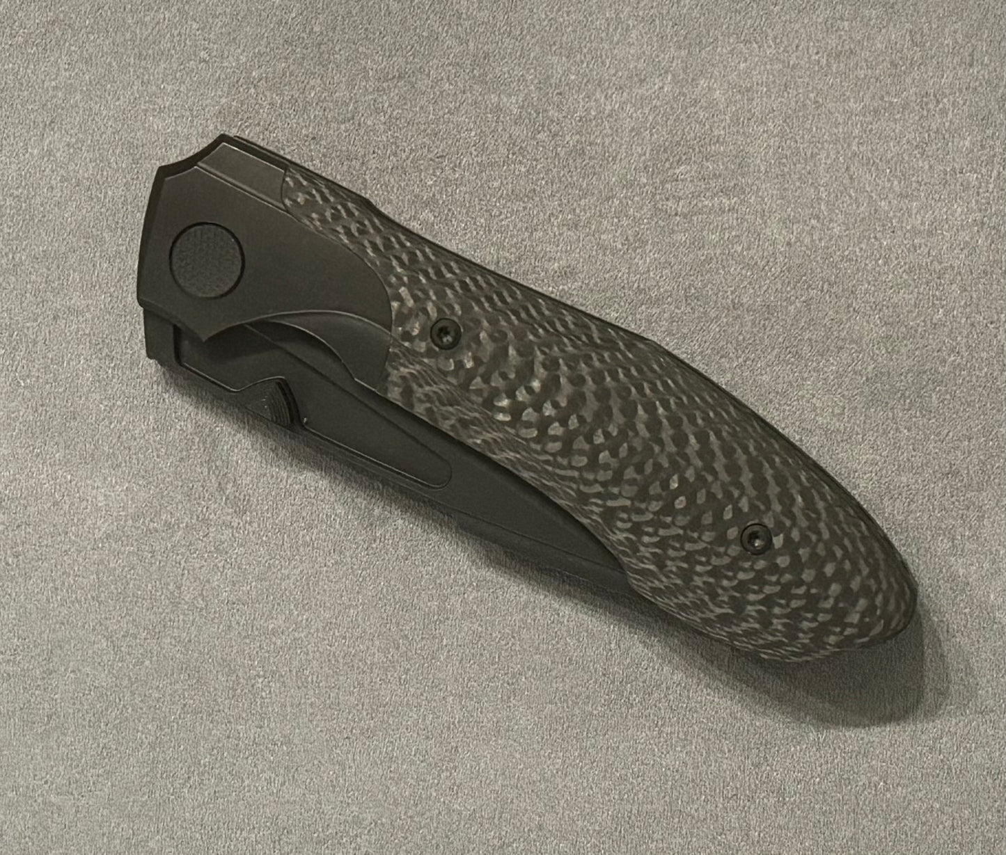 Null Knives-Null Knives Voodoo - Black PVD with Weave Carbon Fiber Inlay Handle - Black PVD with Light Stonewash Finish Blade-Urban Cutlery