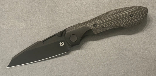 Null Knives-Null Knives Voodoo - Black PVD with Weave Carbon Fiber Inlay Handle - Black PVD with Light Stonewash Finish Blade-Urban Cutlery
