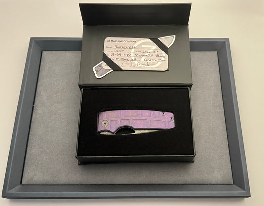OZ Machine Company-OZ Machine Company - Roosevelt ROSIE - SW Purple MAG Milled Scales - Magnacut Blade #3035 - Brand New-1-Urban Cutlery