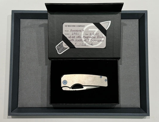 OZ Machine Company-OZ Machine Company - Roosevelt ROSIE - SW Smooth - Dark Blue Hardware - Magnacut Blade #2951 - Brand New-1-Urban Cutlery