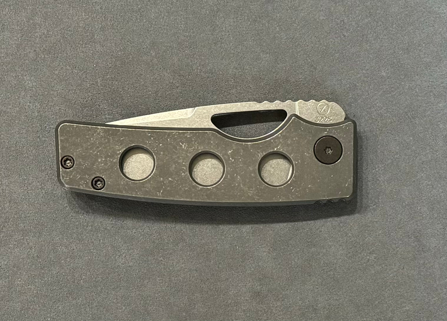OZ Machine Company-Oz Machine Company Roosevelt ROSIE - Dark Stonewashed Speed Hole - Stonewashed MagnaCut Blade #3228 - Brand New-3-Urban Cutlery