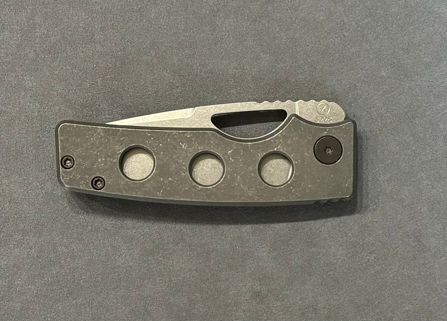 OZ Machine Company-Oz Machine Company Roosevelt ROSIE - Dark Stonewashed Speed Hole - Stonewashed MagnaCut Blade #3228 - Brand New-3-Urban Cutlery
