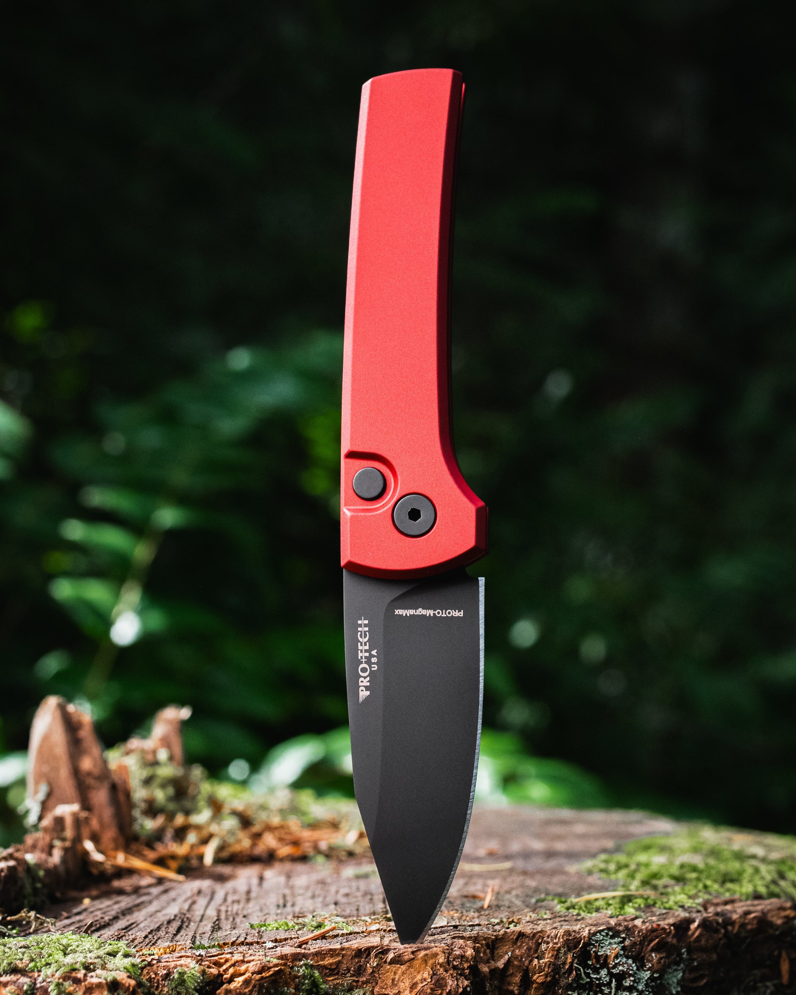 Chaves x ProTech Scapegoat RCS1103.Red Auto - Red Handles - DLC Black MAGNAMAX Blade - Black Hardware