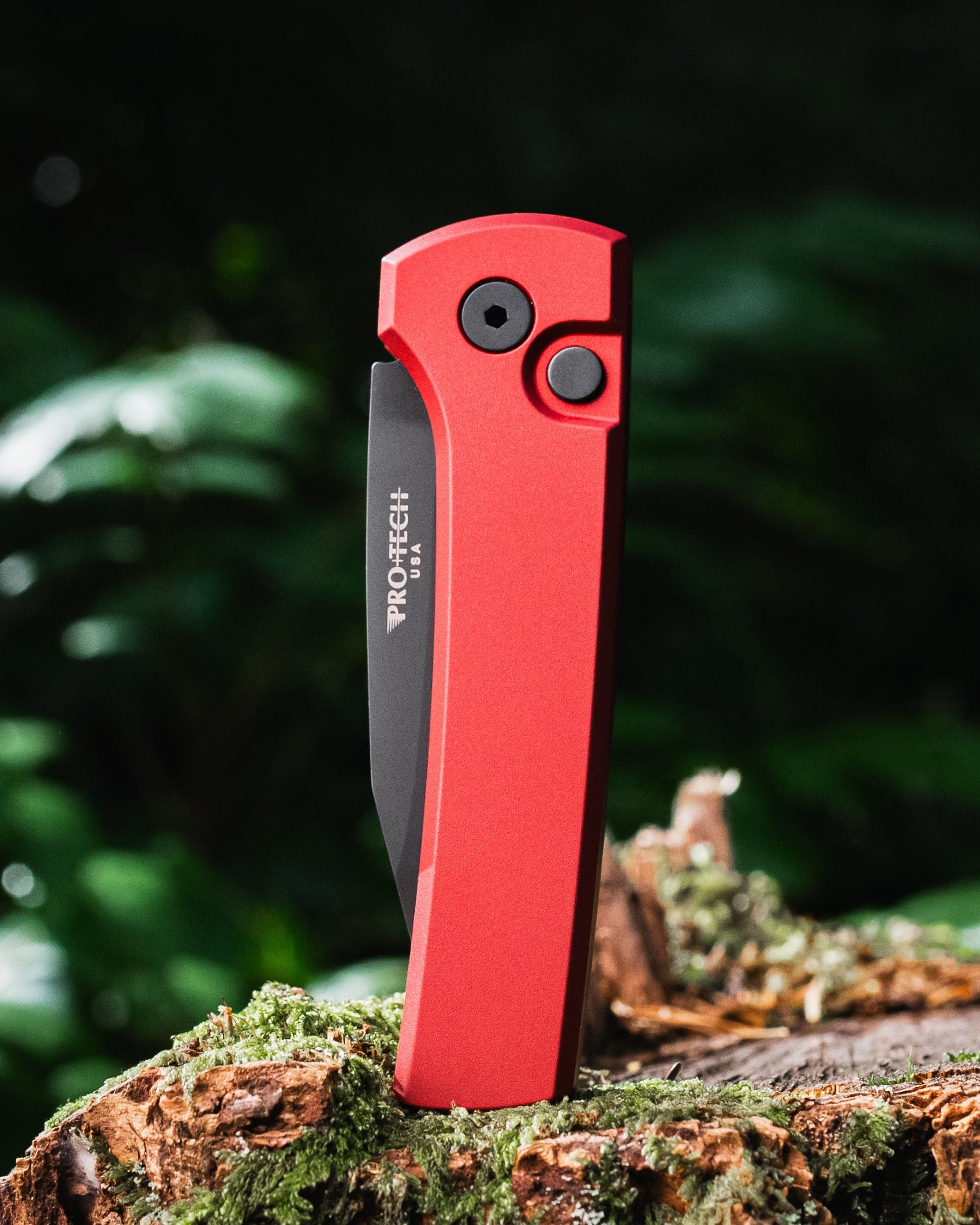 Chaves x ProTech Scapegoat RCS1103.Red Auto - Red Handles - DLC Black MAGNAMAX Blade - Black Hardware