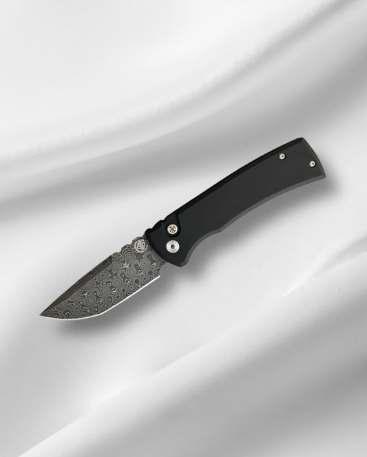 Pro-Tech-Chaves x Pro-Tech 229 Redencion Auto - Black Handles - Damascus Drop Point Blade-1-Urban Cutlery