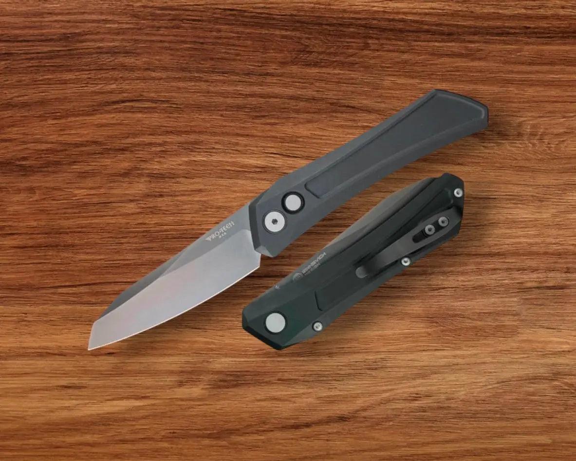 Pro-Tech DS121 Dmitry Sinkevich Design Oligarch Auto - Black Handles - Smoky Grey DLC Magnacut Blade Urban Cutlery & Lifestyle Shoppe