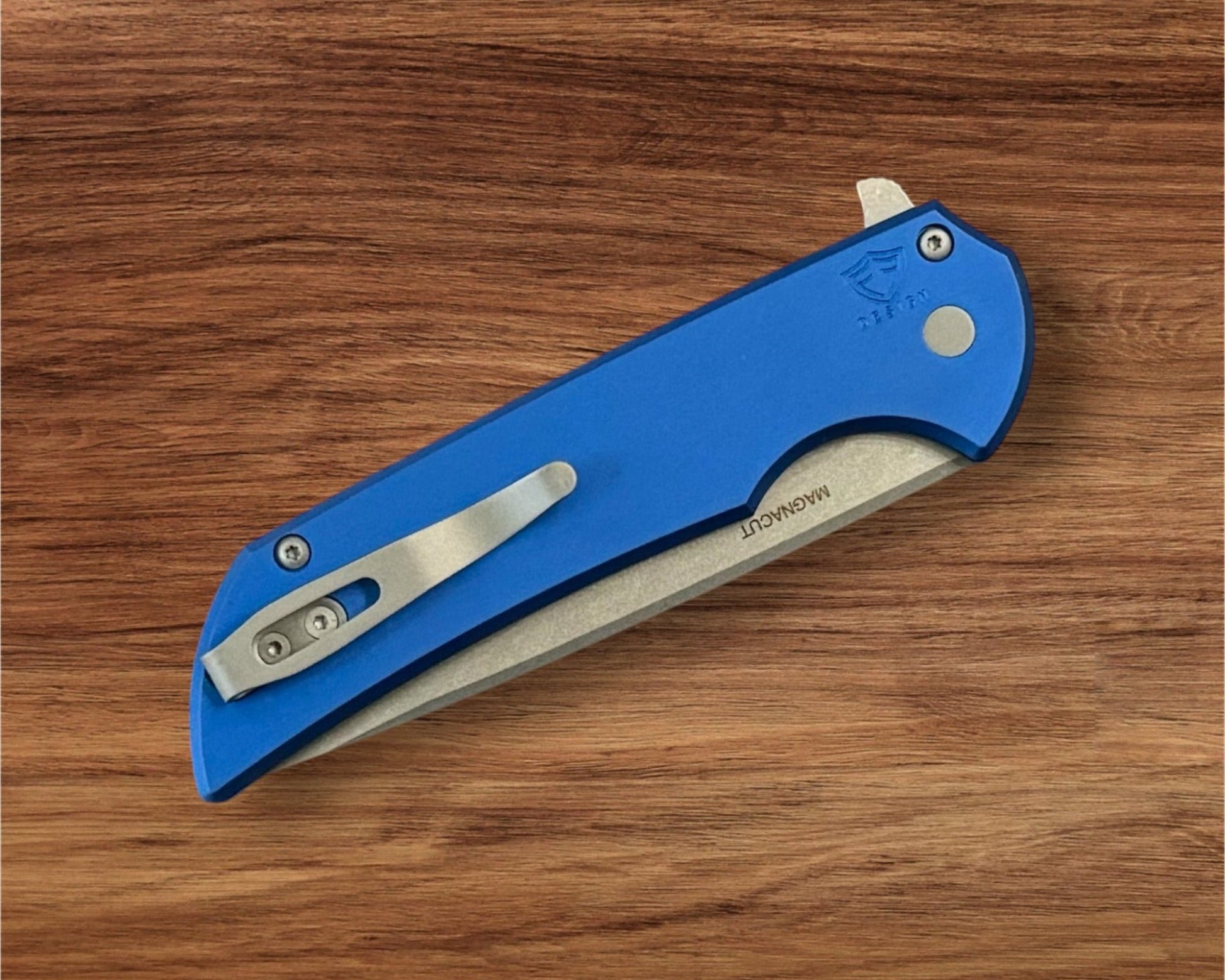 Pro-Tech Mordax (MX101-BLUE) - Blue Handle - Stonewash Magnacut Blade - Blasted Mini Deep Carry Clip Urban Cutlery & Lifestyle Shoppe