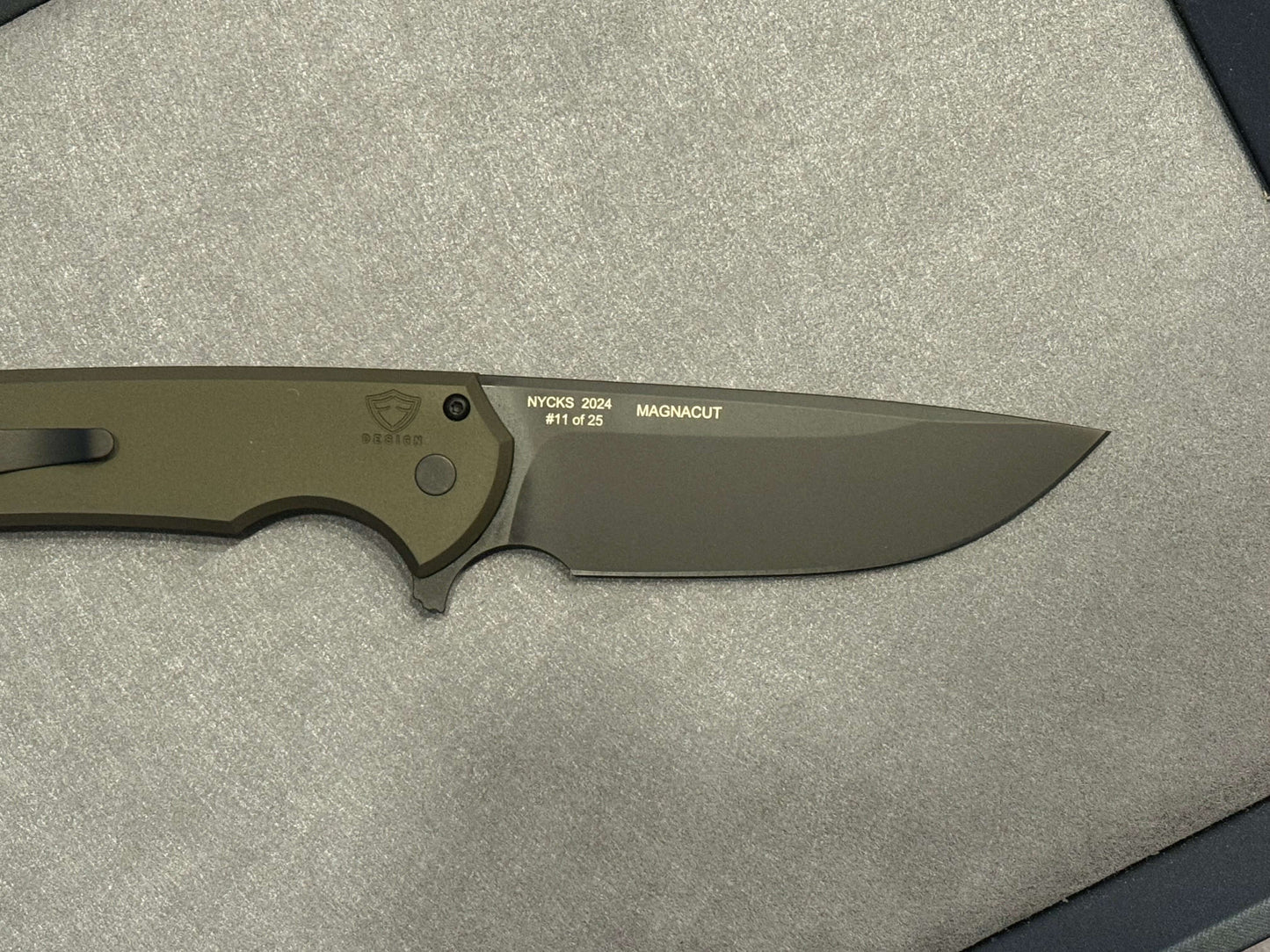 Pro-Tech NYCKS Special Mordax Wharncliffe - Green Handle - Mosaic Pin Push Button - DLC Black Magnacut Blade /25 - Brand New Pro-Tech Urban Cutlery & Lifestyle Shoppe